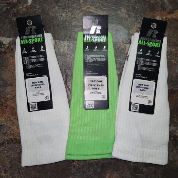 Russell Performance Mens Sport Compression Socks (3 pairs) - Shoe Size 8-12 -NWT - Picture 2 of 2